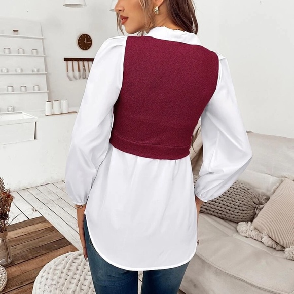 Classic black Collar Work Office Minimalist Top - Picture 7 of 8